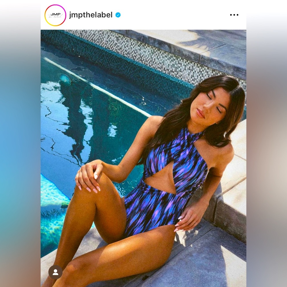 JMP Swimsuit Santorini Halter Wrap One Piece Swimsuit - Twilight Print - Small